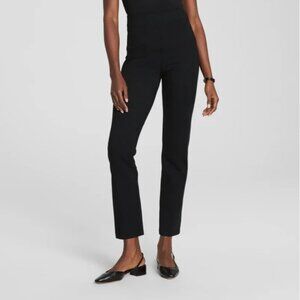 Spanx Size XL Petite Classic Black Ponte Slim Straight Leg Hi Rise Pull On Pants